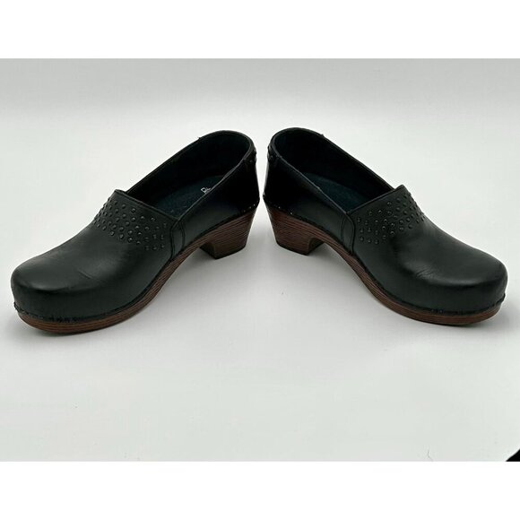 Dansko Womens Black Leather Clogs With‎ Stud Detail & Wood Heel Size 11.5 - Picture 1 of 7